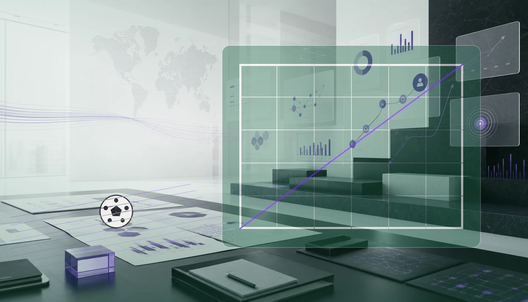 AI-generated capability system room with football goal net and marketing operating model